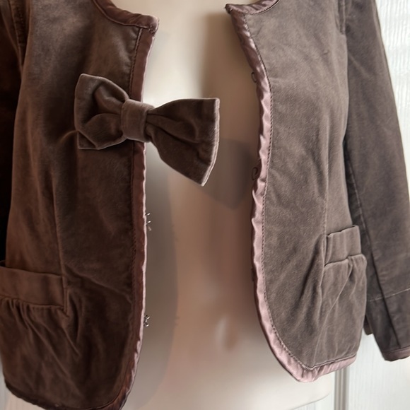 Brown Velvet 3/4 Sleeve Sanctuary Anthropologie Partially Lined Jacket - Picture 3 of 8